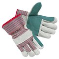 Mcr Safety Men's Economy Leather Palm Gloves, White/Red, Large, Pair, PK12, 12PK 1211J